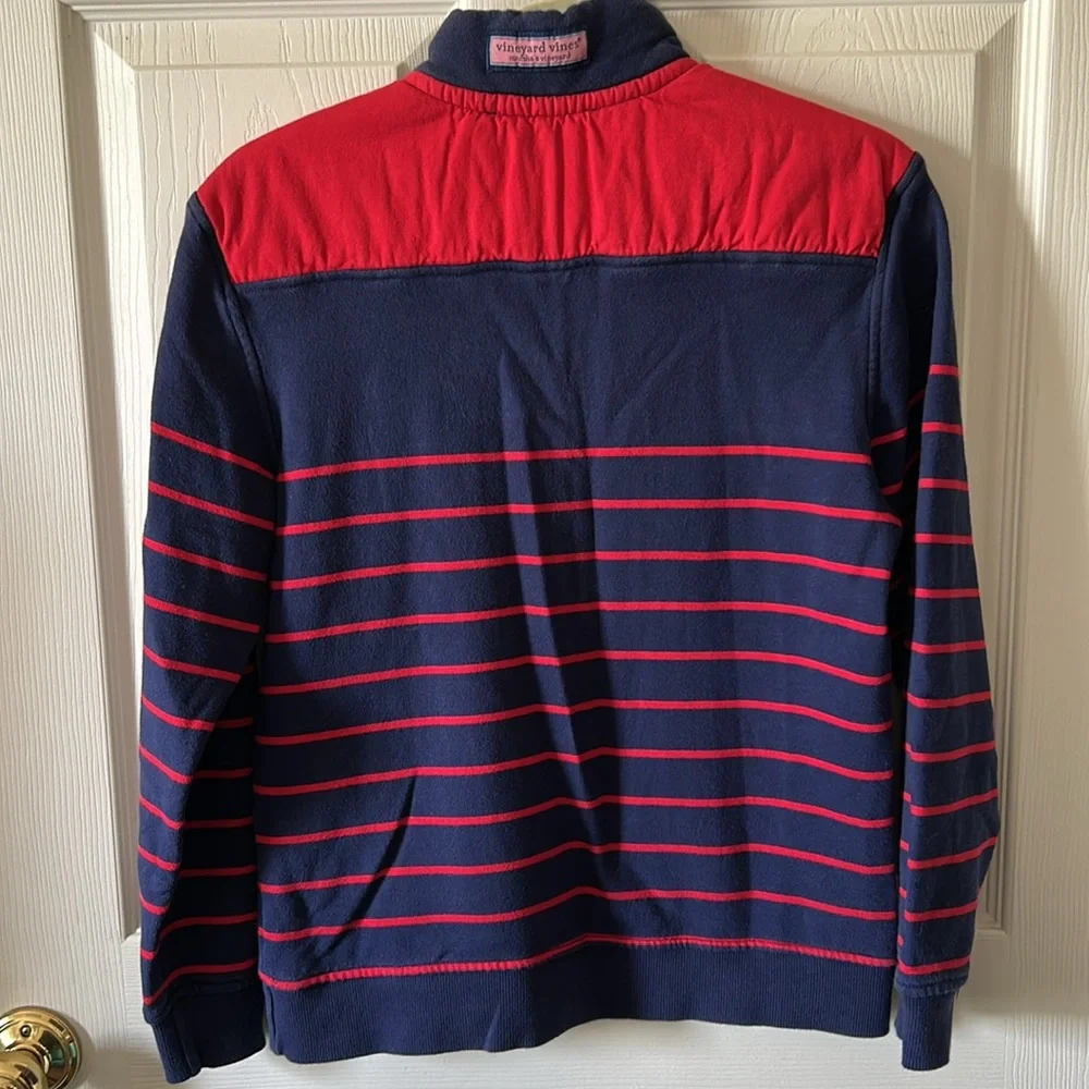 Vineyard Vines Shep Boys Navy/Red‎ Long Sleeve Pullover Sz L Back to School